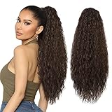 LNERATO Drawstring Ponytail Extension for Women Synthetic Long Curly Ponytail Extension 26' Clips in...