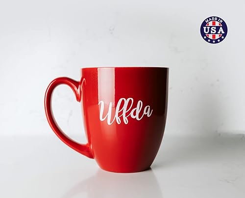 Miniatura 9 de Office Sign Company Taza de café Uffda  Taza de café divertida de Fargo, ND  Taza bistró roja de 16 onzas con tintas mejoradas permanentes  La mejor