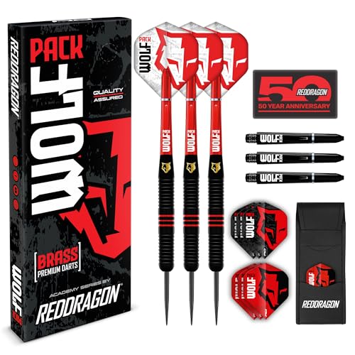 RED DRAGON Wolf Pack 20g Steeltip Messing Dart Set - Dartpfeile mit Dart Flights und Dart Shafts...