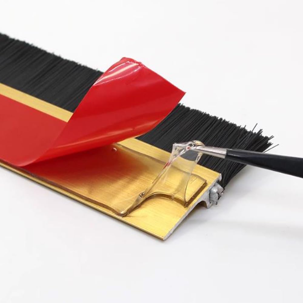 Cepillo de puerta de aluminio de 39 pulgadas, sello de burlete y tapón de corrientes de aire para puertas exteriores e interiores, cepillo de 1.2 pulgadas (negro) - Barrera eficaz contra el ruido y el
