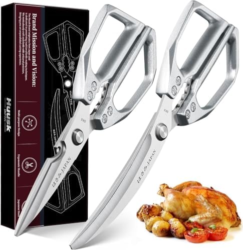 HUUSK Kitchen Scissors Set Silver - Stainless Steel Kitchen Shear...