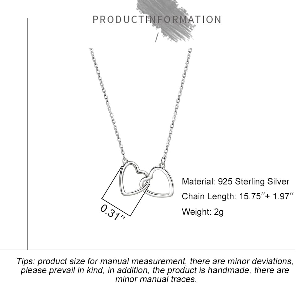 Sterling Silver Mini Double Heart Infinity Knot Pendant Necklace Birthday Christmas Mother's Day Gift - Image 3