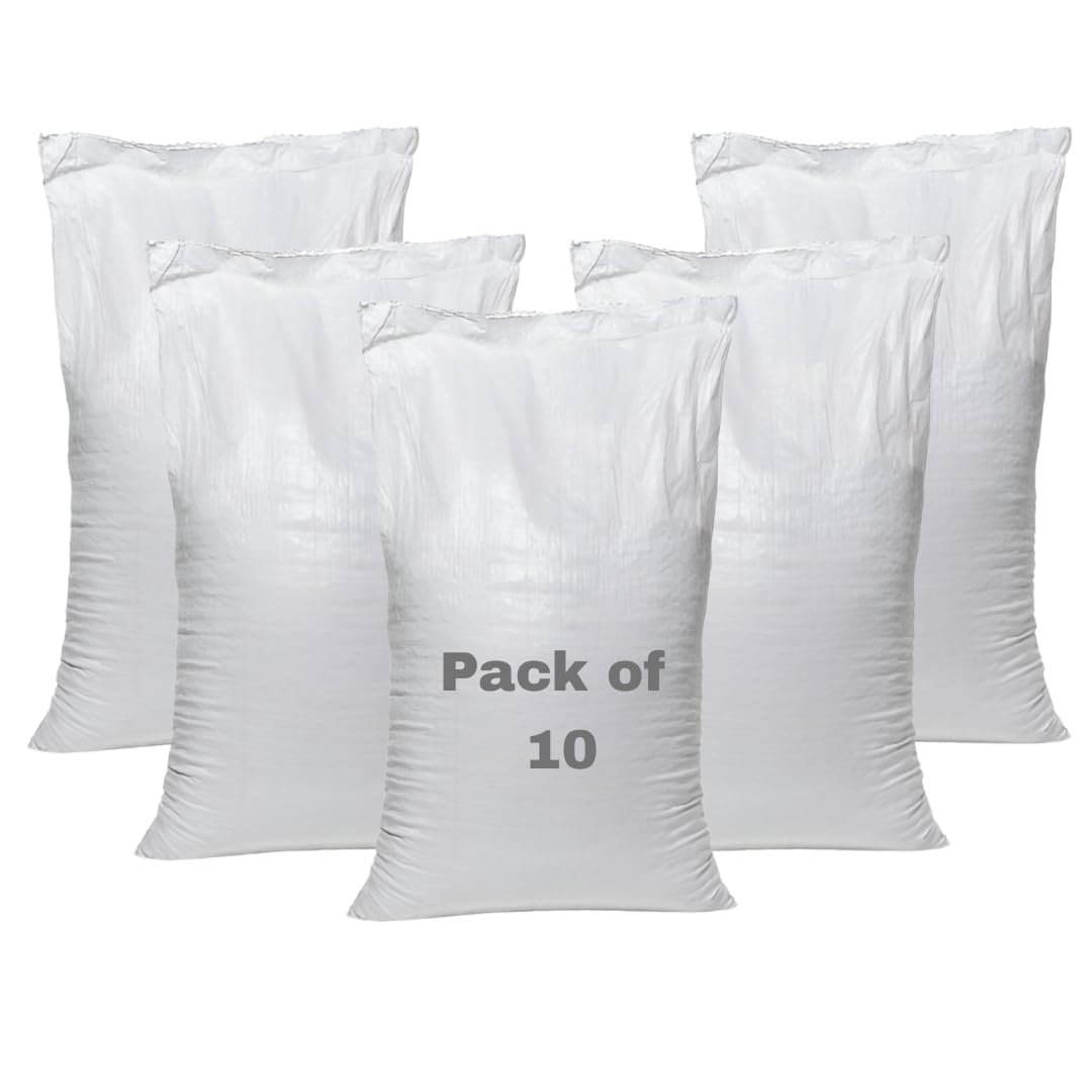 Jms Bridge White Woven Polypropylene Rubble Sacks – Heavy Duty Builder Bags, 22" X 33" Approx (Pack Of 10)