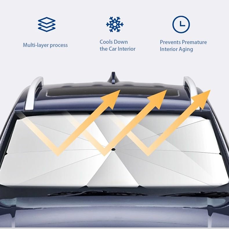 Parasol Coche Delantero plegable y protector solar de parabrisas portátil 7