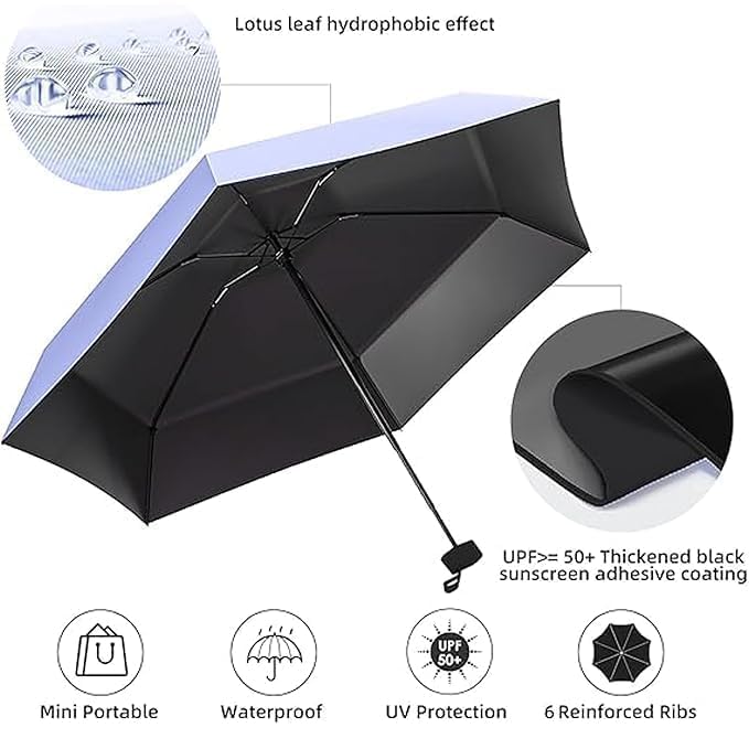 Image of ๐ช๐ข๐ข๐ ๐ญ๐ฌ UV Travel ๐ ๐ถ๐ป๐ถ ๐๐ผ๐น๐ฑ๐ถ๐ป๐ด Ultra Compact pastel ๐จ๐บ๐ฏ๐ฟ๐ฒ๐น๐น๐ฎ with Case, Manual Open ๐ฒ ๐ฅ๐ถ๐ฏ๐ Lightweight ๐ฃ๐ผ๐ฟ๐๐ฎ๐ฏ๐น๐ฒ, Small Sun & Rain ๐ฃ๐ผ๐ฐ๐ธ๐ฒ๐ ๐จ๐บ๐ฏ๐ฟ๐ฒ๐น๐น๐ฎ for Men and Women- Use in ๐ฅ๐ฎ๐ถ๐ป & ๐ฆ๐๐บ๐บ๐ฒ๐ฟ