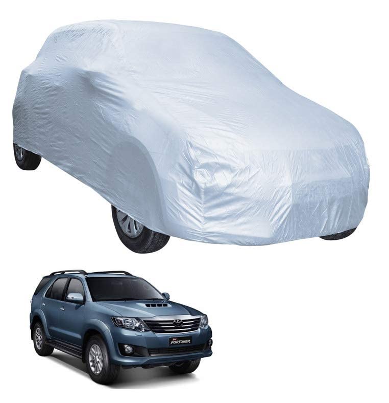 Image of Auto Hub Car Cover Compatible with Fortuner (Model : 2005-2016) with Weather Proof, Triple Stitched, Fortuner Car Cover- Plain Silver