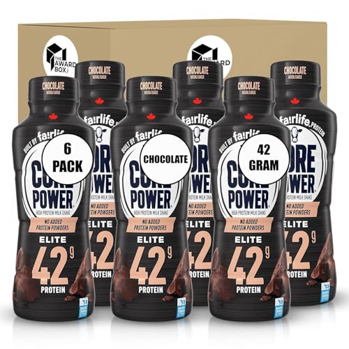 Core Chocolate Power Elite Failrlife High Protein Shakes (42 Grams) 14 Oz. 6 pack in The Award Box Packaging