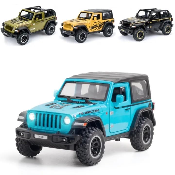 Image of WORSHIPER 1:32 Rubicon Diecast Metal Model Pull Back Car with 6 Openable Doors with Sound and Light Toy Decoration car Best Gift Toys for Kids ?Colors as Per Stock?