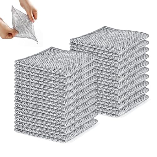 LuxTerra 20 Piezas Paños de Limpieza Reutilizables, Fuerte Paño de Limpieza de Microfibra, Trapos Limpieza para Suciedad Difícil, para Utensilios de Cocina, Frutas y Verduras