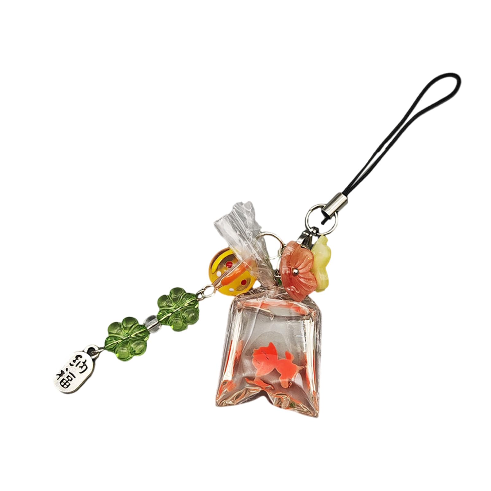 Maxtonser Eye Catching Fish Phone Dangle Eye Catching Fish Phone Chain with Acrylic Beads Stylish Phone Strap Lanyard