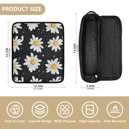 White Daisies Marble Hair Tools Travel Bag Heat Resistant Mat for Irons Straighteners Curling Iron Hair Care Accessories Portable Organizer Bag miniatura 4