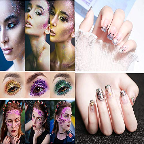 YUEMING 12 Stuks Face Glitter Chunky Glitters, Nagel Pailletten, Sequin Pailletten Poeder Glanzende, Iriserende Vlokken… - Image 8
