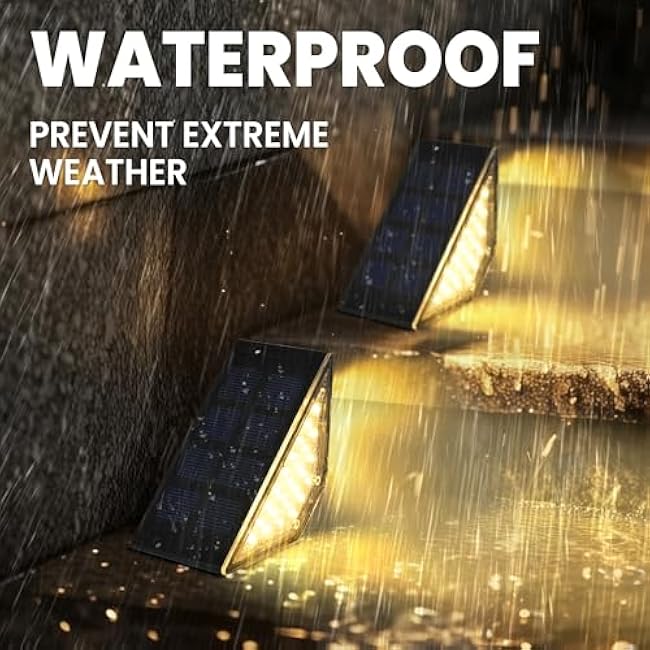 Solar Step Lights for Outside,24 LEDs Solar Stair Lights Waterproof IP65,Solar Deck Lights Outdoor for Yard, Porch, Front Door, Stair, Step, Patio, Deck(8 Pack, Warm White)