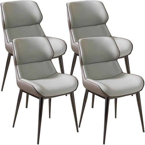 Miniatura 15 de YVYKFZD Juego de sillas de comedor, sillas de cocina de piel sintética, silla de comedor sin brazos con patas de metal y respaldo curvo, silla