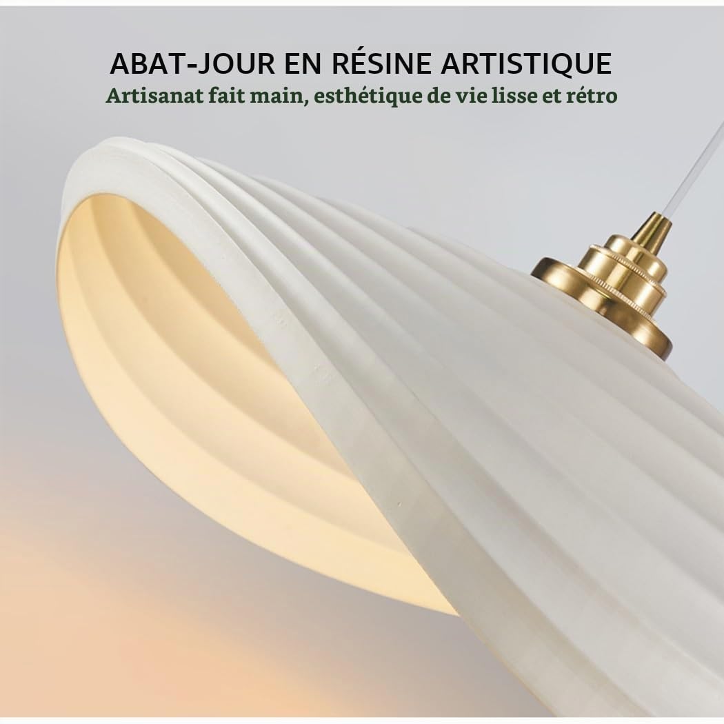 Lampe Suspendue Créative en Résine Suspension Wabi-Sabi Blanc Lustre De Salle À Manger E27 Style Nordique Suspension De Plafond Moderne pour Chambre Salon Cuisine Café Escalier Lumière Décorer