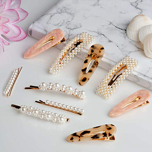 10PCS Matching Hair Barrettes For Women - Hair Accessories For Women - Pearl Hair Clip - Acrylic Barrette - Hair Clips For Hair - Wedding Hair Accessories - Fashion Clips For Hair