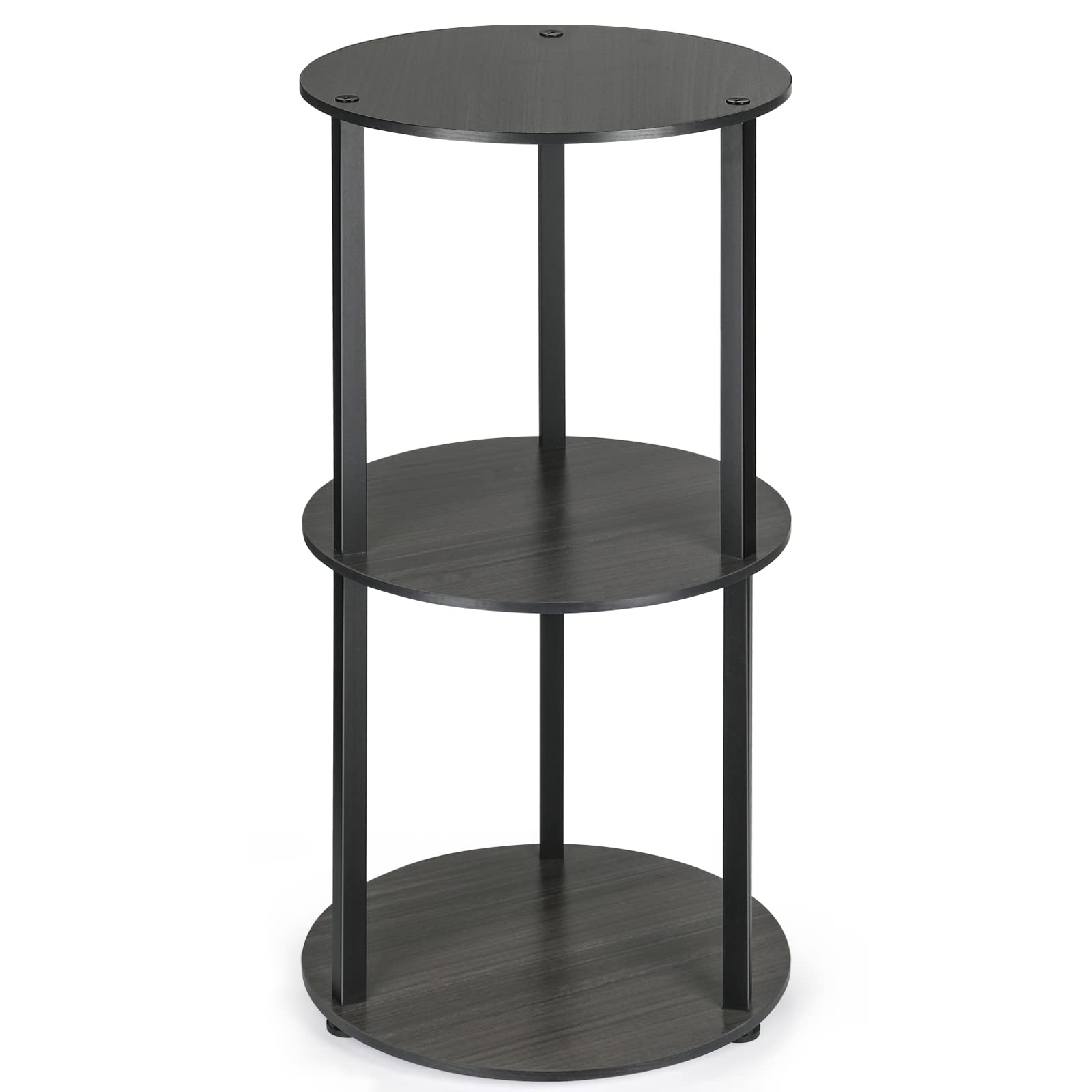 Side Table, VIEWALL Round End Table with Storage Shelf Small Bedside Table Night Stand for Living Room Couch Sofa Bedroom Balcony Home Office, Black
