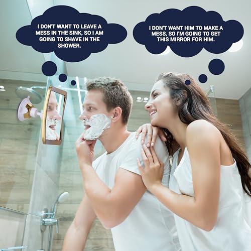 Image of MIRRORVANA Fogless Shower Mirror for Shaving with Improved Suction and 360 Swivel - Unbreakable Fog Free Mirror for Men and Women - 6.3 inch x 6.3 inch (Gold)