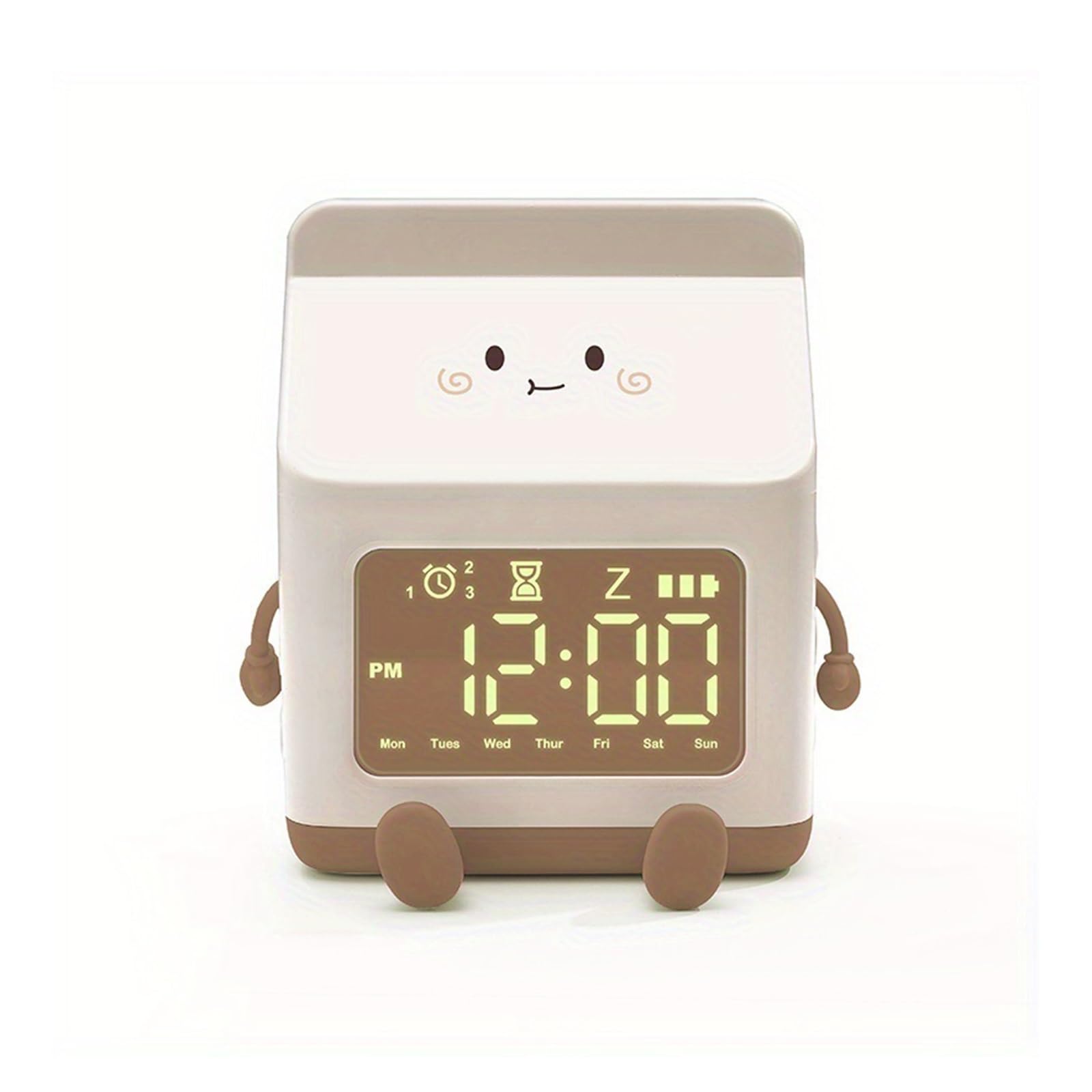 G5z9w3c7m2 Bruin Loud Alarm Clocks Cute Alarm Clock Milk Shape Children Wake Up Rechargeable For Bedroom Room Decor Birthday(Bruin)