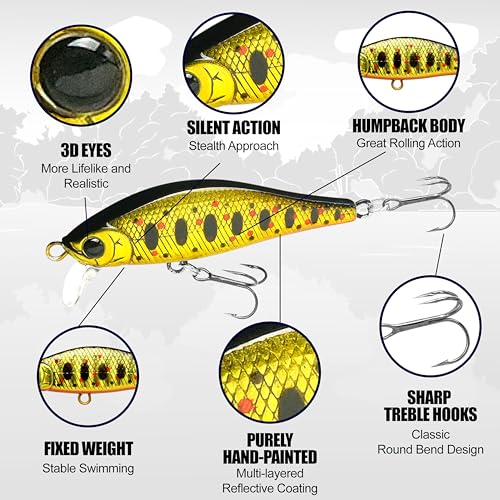 Image of LUCKY CRAFT Pointer 50SS, Super Sinking, Trout Fishing Lure, Jerkbait, Silent, Freshwater Fishing Gear, River Fishing Accessories, Lake Fishing Tackle, Rainbow, Brown, Brook