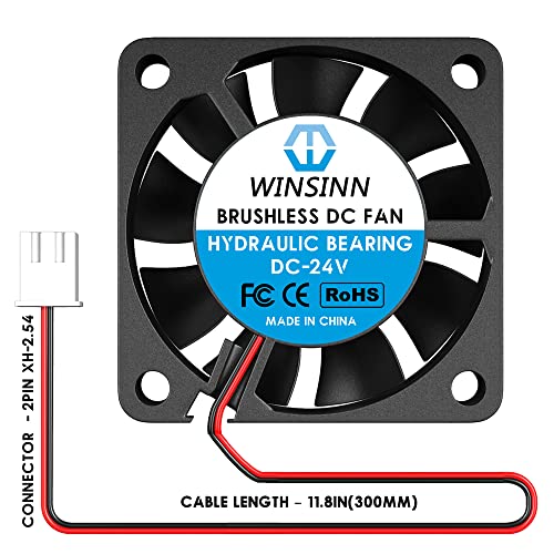 Image of WINSINN 40mm Fan 24V DC Brushless Quiet Cooling 4010 40x10mm For 3D Printer Extruder Hotend Makerbot MK7 MK8 CPU Chip Arduino - 2Pin 0.1A 2.4W 6200+-10% RPM (Pack of 5Pcs)