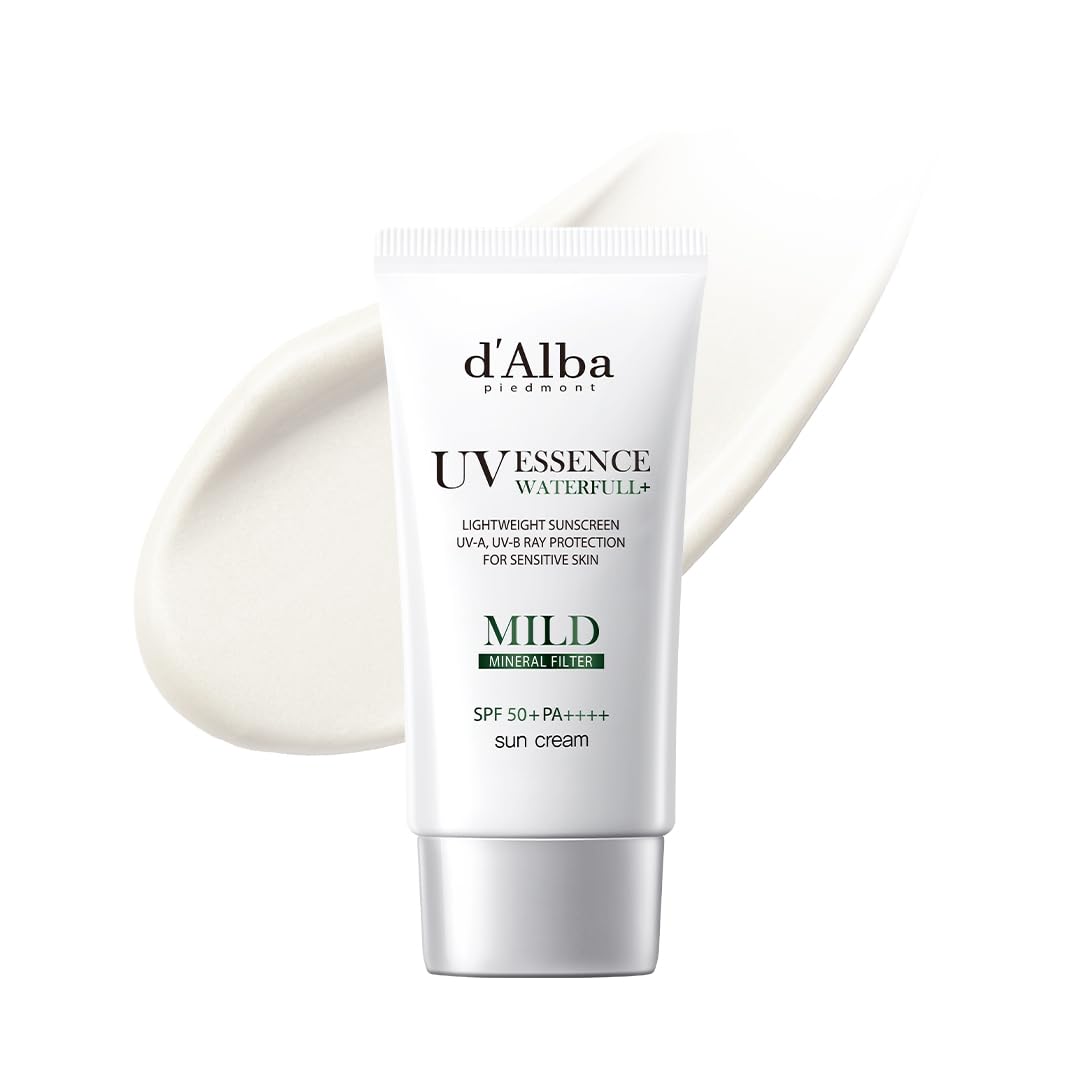d'alba Piedmont Italian White Truffle Waterfull Mild Sunscreen, Vegan, Mineral Sunscreen, SPF 50+ PA++++, Non-Nano Sunscreen Suitable for all Sensitive Skin, Gentle & Light Finish, Korean Skincare