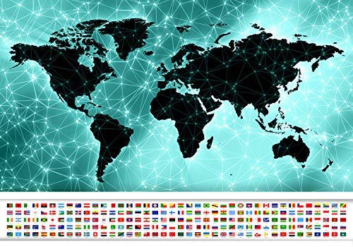 wandmotiv24 Fototapete Weltkarte Fahnen Flaggen, S 200 x 140cm - 4 Teile,...