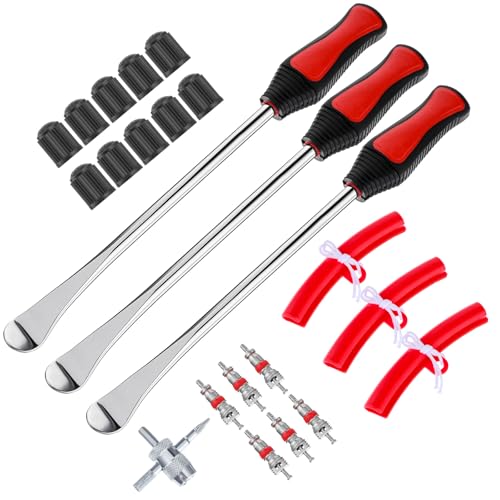 Image of MAQUITA Tire Spoons Iron Set, 3pcs Steel Tire Changing Removal Tool 295mm for Dirt Bike Lawn Mower Motorcycle Tire Spoon Lever|Rim Protector Valve Tool Valve Cores Tire Valve Stem Tool kit