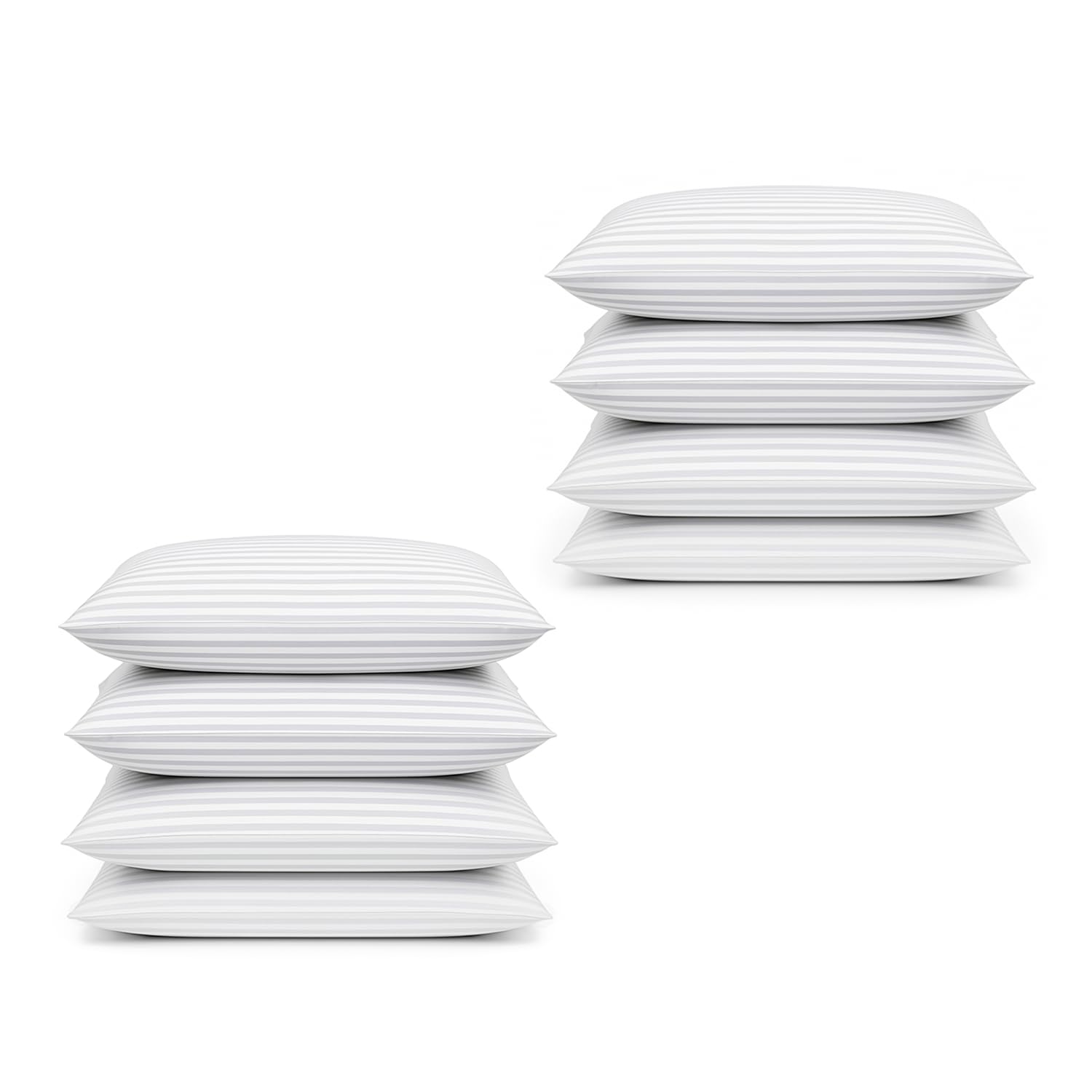 Comfy Nights White Pillow 8 Pack Hotel Quality Stripe Bed Pillows Hypoallergenic & Anti Dust Mite Resistant Firm Support Side Sleeper Bounce Back Pillow (Pack Of 8)
