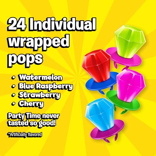 Image of Ring Pop Lollipops - Bulk Candy Individually Wrapped Suckers Variety Party Pack- 24 Count w /Assorted Flavors - Hard Candy for Party Favors, Kids & Goodie Bags
