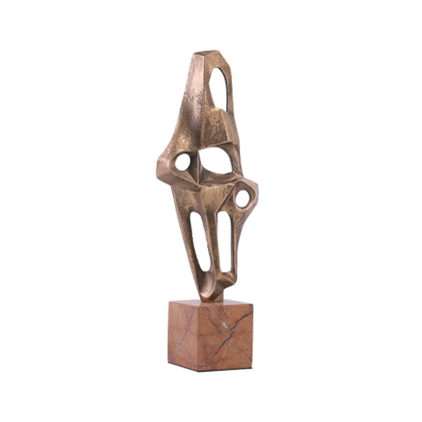 Scultura Ornamento Statua Figura Soprammobile con Base in Alluminio Lavorato Moderna Adatta per Consolle Tavolino Espositiva Studio Reception, Giallo Bronzo, 18 11 H49.5cm