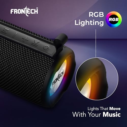 Image of Frontech Multimedia Bluetooth Speaker | 18W Stereo Sound | Dual 52mm Drivers | RGB Lights | TWS Support | FM, USB, TF & AUX | IPX3 Water & Dust Resistant | Type-C | 1800mAh | 1 Year Warranty (SW-0249)