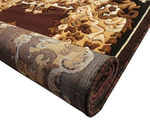 Image of SABIRA Carpet Modern Floral Area Rug Large Carpet for Living Room, Bedroom & Dining Room, Washable, Non-Slip, Brown Color (6X8 FEET)