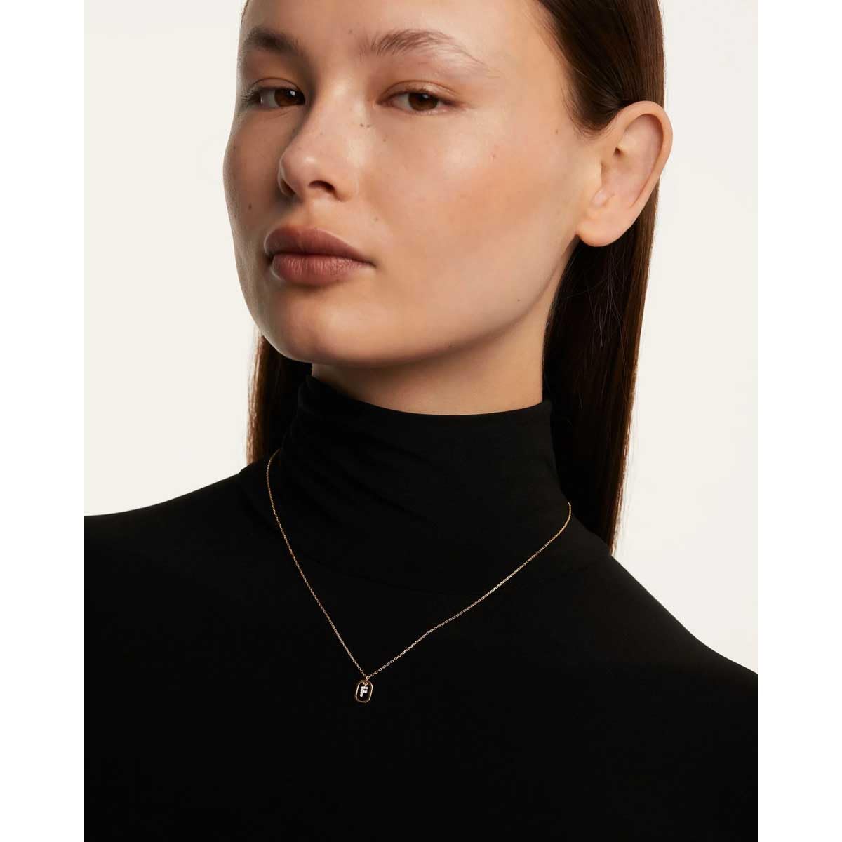 PDPaola Mini Letter F Necklace Collana con nome a lettera oro, Onesize, Argento sterling, Zirconia cubica