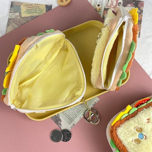 Cartoon Coin Purse Plush Sandwich Coin Purse,Coin Pouch Coin Bag Wallet Key Holder Sandwiches Keychain Bag Pendant for Womsn, Girl2