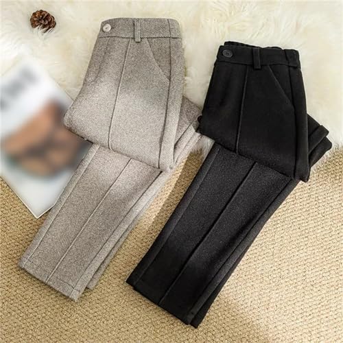 Women Wool Thick Pants Fall Winter High Waist Fleece Pant Slim Fit Warm Casual Pencil Trousers3