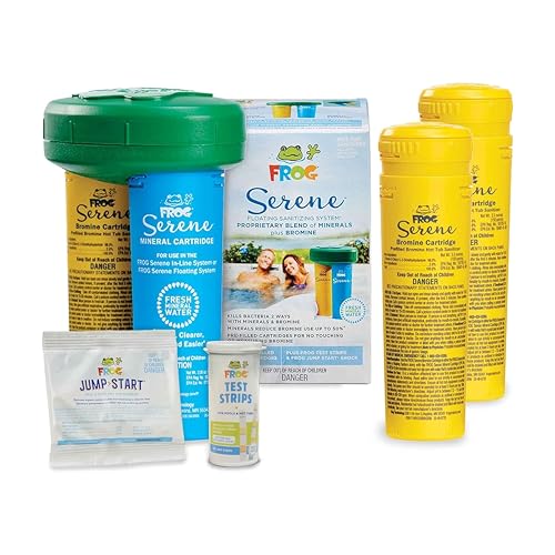 FROG Serene Floating System for Hot Tubs - Quick & Easy Prefilled Hot Tub Sanitizer - Hot Tub Maintenance System with Sanitizing Minerals & Bromine - 3 Month Bundle