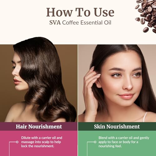 Image of SVA Coffee Essential Oil 1 /3 Fl Oz - for Diffuser, Skin & Hair Care - Ideal for Massage & DIY Blends - with Dropper