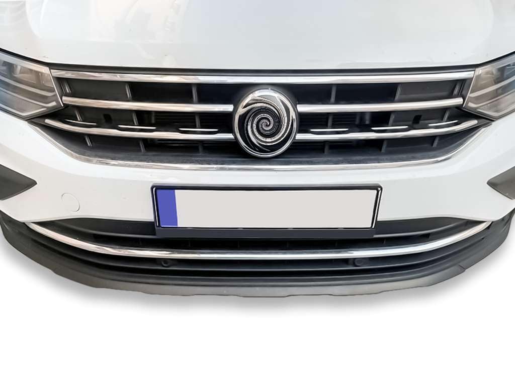 RECAMBO Edelstahl-Rahmen für Frontgrill - glänzende Chrom-Zierleiste zur optischen Veredelung - passgenaue Fahrzeugintegration - passend fürVW Tiguan II + Allspace Facelift | BJ ab 2020