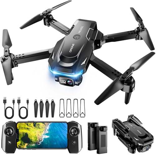 Drone with 1080P Camera - Foldable Remote Control Quadcopter with Gesture Control, 3D Flip, One Key Start, Emergency Stop, 2 Batteries, Easier to use,...