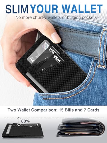 Minimalist Wallet Credit Card Holder Slim Wallet for Men Women, Vegan Leather Front Pocket Wallet Small Compact Wallet Thin Card Case ID Window RFID Blocking Card Organizer Quick Access You Need3