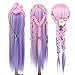 Eumos Mannequin Head with Hair, 29'' Doll Head for Hair Styling Training Head Manikin Practice Cosmetology Doll Head Styling Hairdressing Training Braiding Heads with Clamp Holder (Pink Purple)
