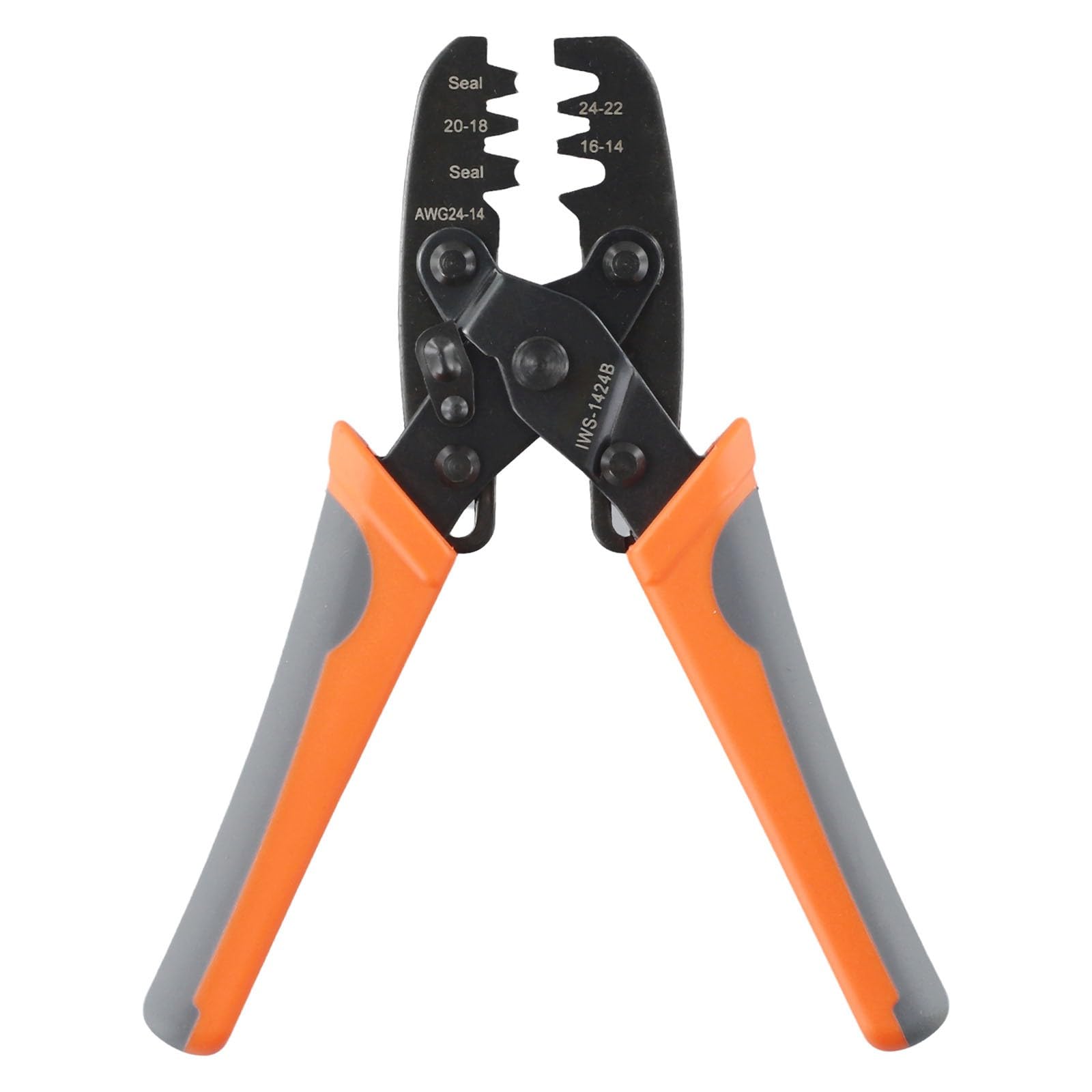 Hand Crimping Tool for IWISS IWS-1424B, Non-Insulated Open Terminal Crimper for Delphi Packard Weather Pack, Metri-Pack 150/280 Series, 22-14 AWG Wire