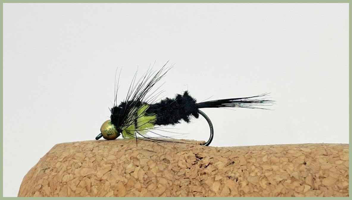 Montana Trout Flies, Goldhead Shortshank Green, Choice of size and quantity, Popular nymph trout flies (3, 12)
