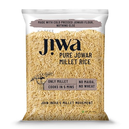 Image of Jiwa Pure Jowar Millet Rice | 500 G | Cooks in 5 Minutes | Ready to Cook | 100% Millet | No Maida, No Atta | Gluten Free