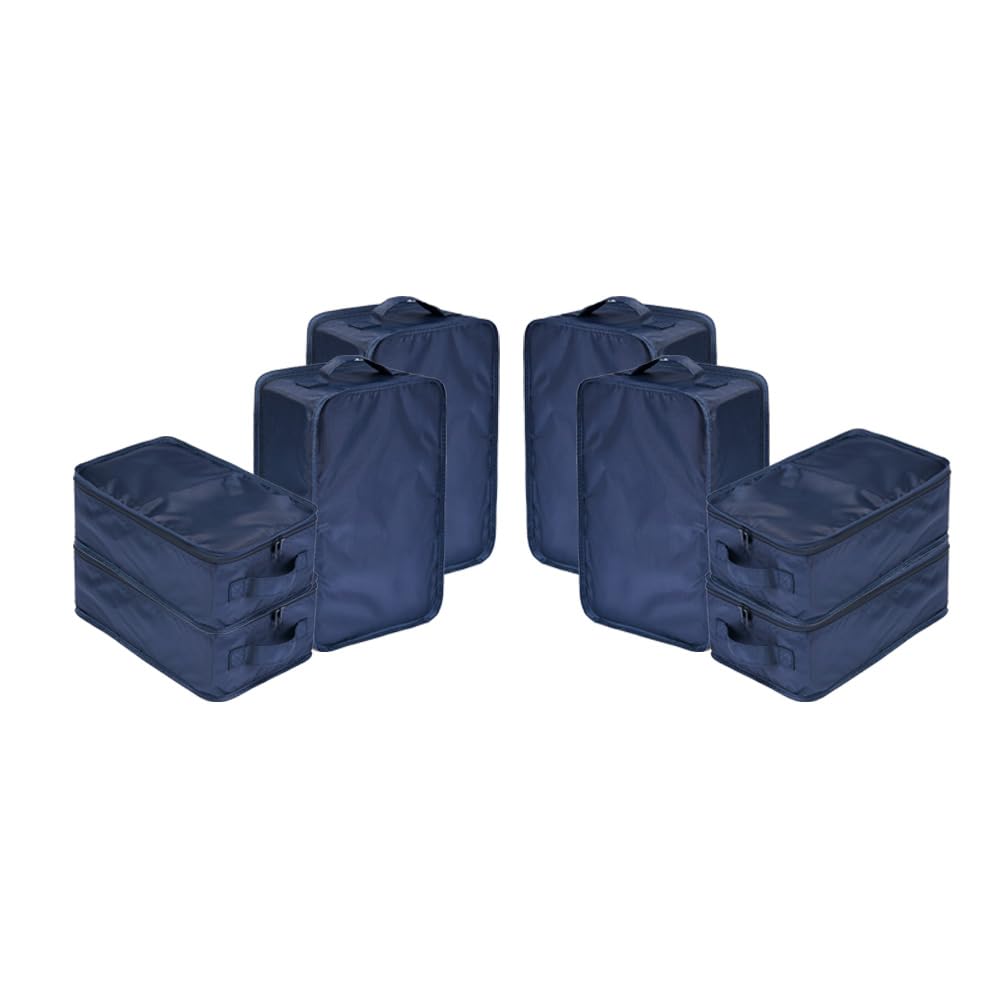 Travel Shoe Bags, Foldable Waterproof Shoe Pouches Organizer-Double Layer (8 Navy Shoe Bags)