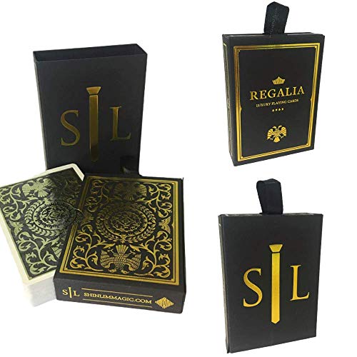 Preisvergleich Produktbild Regalia Deck, Spielkarten von Shin Lim, Goldfolie, zweischichtige Kartenhülle, belgisches Leinenpapier, B9 Finish, Luxus-Kartenspiel, Poker-Karten, Elite, Männergeschenk