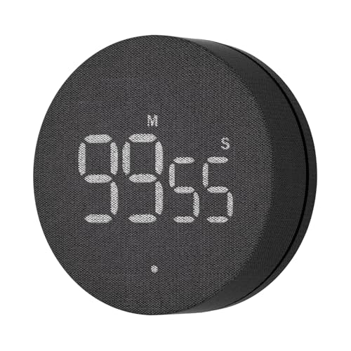 AVINIA Desk Timer for Productivity Magnetic Digital Kitchen Timer Rechargeable Fabric Mesh Cover 99 Mins Countdown/Count Up Stylish Efficana Konah Home Timmer for Cooking-Black