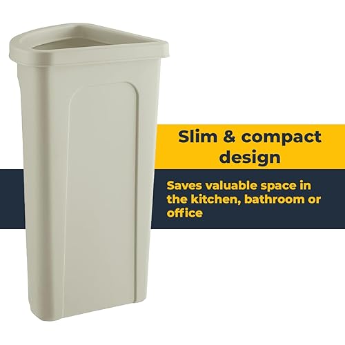 Miniatura 9 de Cubo de basura escolar con tapa de puerta de empuje, cubo de basura redondo de esquina de 21 galones, resistente a las grietas, bote de basura