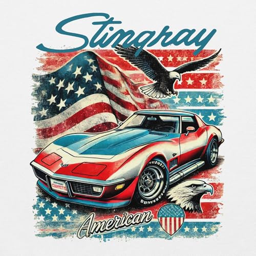 C3 Sports Car Stingray Graphic hoodie American Stars and Bars Classic Car Patriotic pullover Sport Grey3